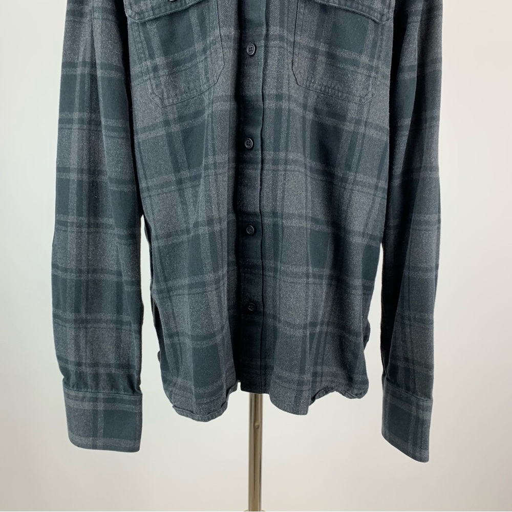 John W Nordstrom Black Plaid Elbow Patch Button Down Shirt Medium - Picture 3 of 9